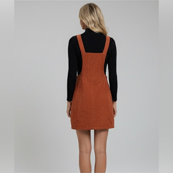 Zip Up Corduroy Overall Dress Rust - Picture 4 of 9